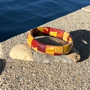 Mookaite Jasper Faceted Stretch 15mm Beaded Bracelet